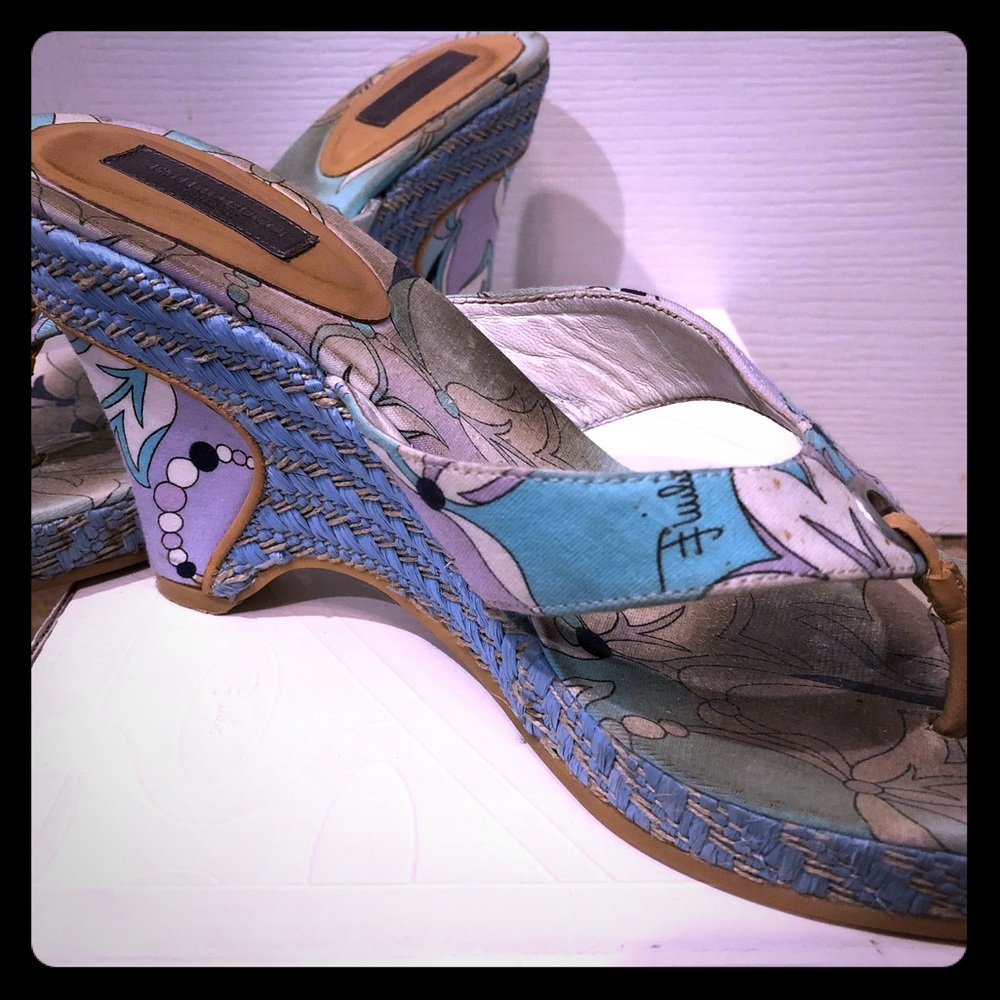 Pucci multi colored woven wedge